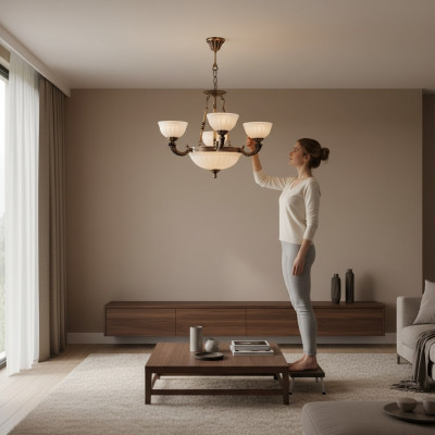 Lustre de plafond blanc Lampe de plafond Lustre en verre art