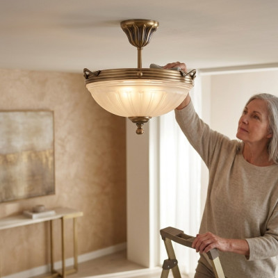 Lustre de plafond beige Lustre en verre d'art
