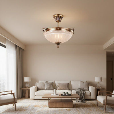 Lustre de plafond beige Lustre en verre d'art