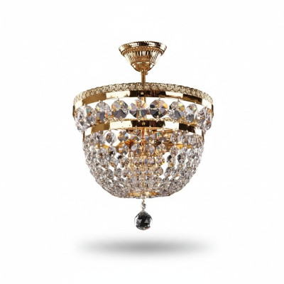 Lustre de luxe rond plafonnier Lustre Lustre en cristal doré de style artificiel
