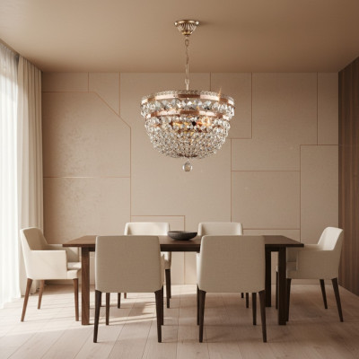 Lustre de plafond lustre de luxe Lampe de plafond Chandelier Or Cristal Art
