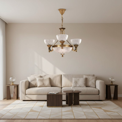 Lampe de plafond Lustre Lampe de plafond Lampe Lustre Verre Gris Or