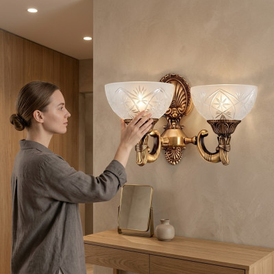 Applique murale Lampes murales Art Lampe murale Lustre Appliques murales Or Verre