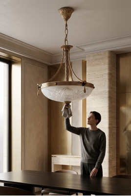 Lustre Luminaire Lampe Suspension Lustre Verre Gris Or
