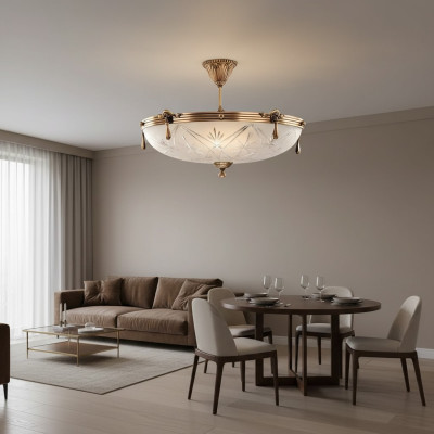 Lustre de plafond Lustre Lampe de plafond Gris Lampe Lustre Verre Or