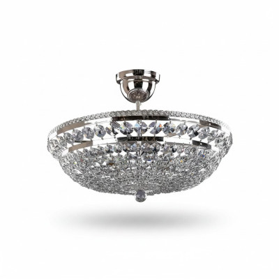 Lustre de plafond de luxe rond en argent Lustre de plafond Argent Chandelier en cristal