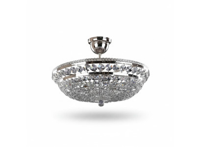 Lustre de plafond de luxe rond en argent Lustre de plafond Argent Chandelier en cristal