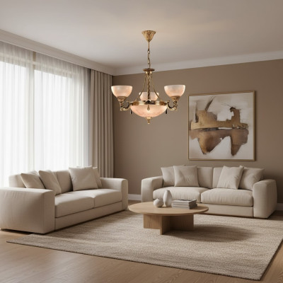 Lustre Lustre Plafonnier Lampe Suspension Lustre Verre Or Beige