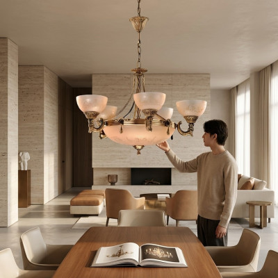 Lustre Lampe de plafond Lustre Lampe de plafond Lampe en verre Or Beige
