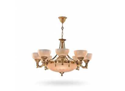 Chandelier Plafonnier Lampe de plafond Lampe Chandelier Verre Or Beige