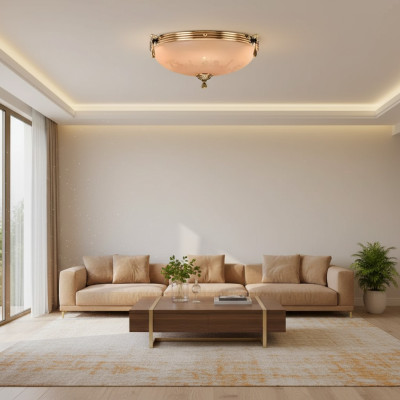 Lustre Lustre Plafonnier Lampe de plafond Lampe en verre Or Beige