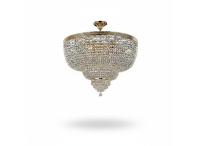 Lustre de plafond de luxe Lampe Chandelier Cristal Doré 100cm