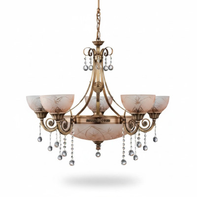 Lampe de plafond Lustre Luminaire Suspension Verre Or Marron
