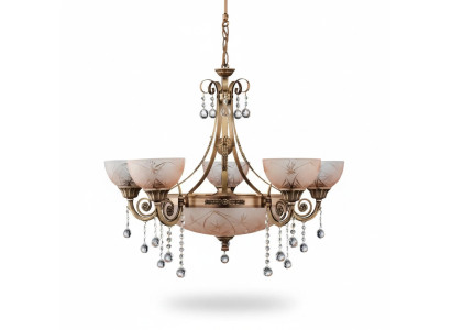 Lampe de plafond Lustre Luminaire Suspension Verre Or Marron