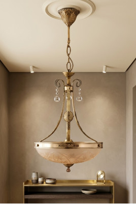 Lustre Lampe de plafond Lustre Plafonnier Lampe en verre Or Marron