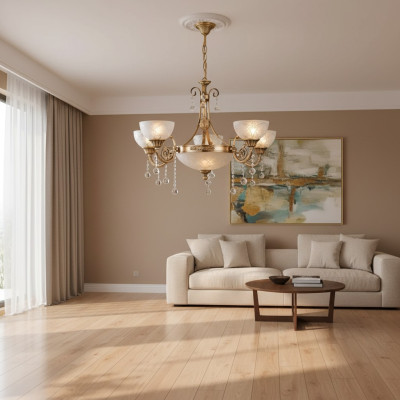 Lustre Lampe de plafond Lustre Verre Or Gris