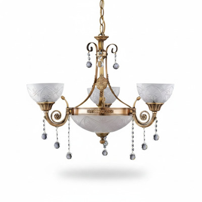 Lustre Lampe de plafond Lustre Verre Or Gris