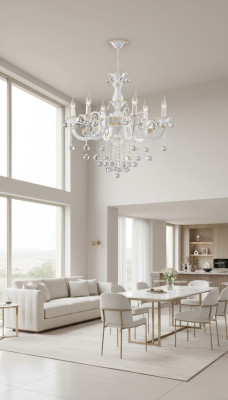 Lustre de plafond de lustre de lampe de plafond de lustre de luxe blanc en cristal