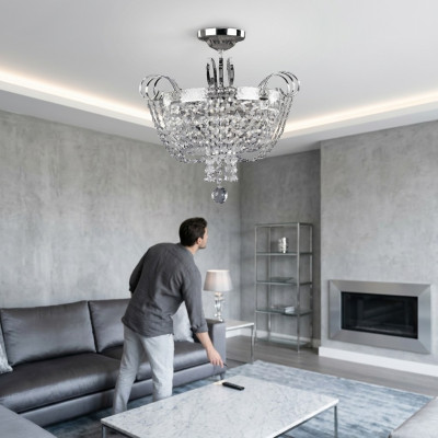 Lustre de plafond en cristal Lustre de plafond en cristal Lampe Lustre Argent