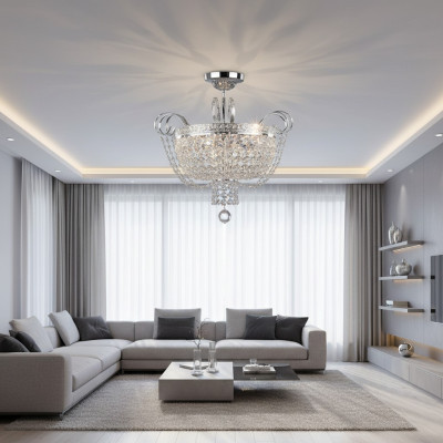 Lustre de plafond en cristal Lustre de plafond en cristal Lampe Lustre Argent