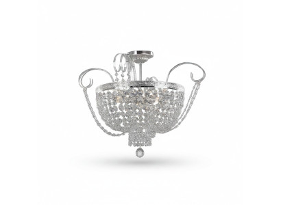 Lustre Suspension Lustre de luxe Plafonnier en cristal argenté