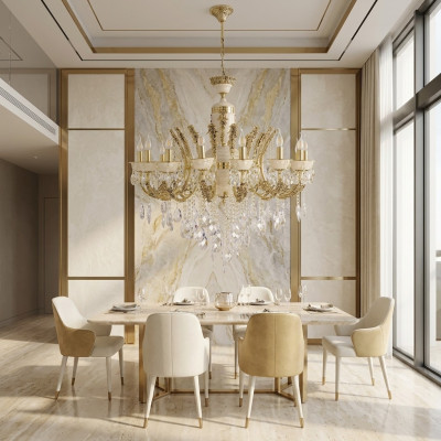 Lustre de plafond Lustre de luxe Lustre de plafond Luminaires Or Lustre en cristal