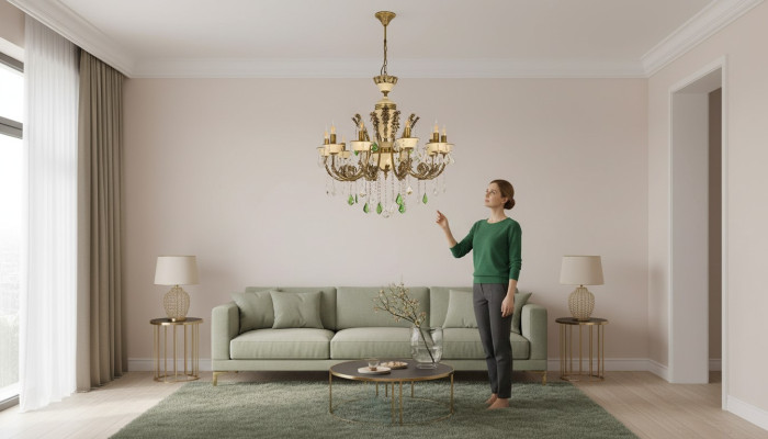 Lustre de plafond de lustre de lampe de plafond de lustre de luxe brun en cristal 80cm