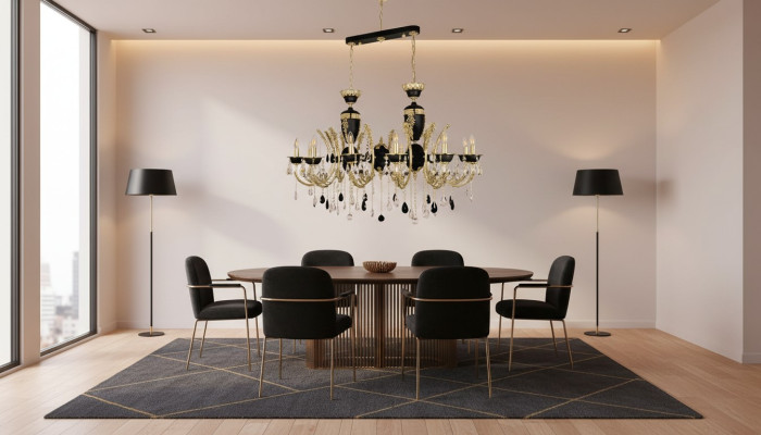 Lustre de luxe Lustre de plafond Lustre en cristal noir Lampe