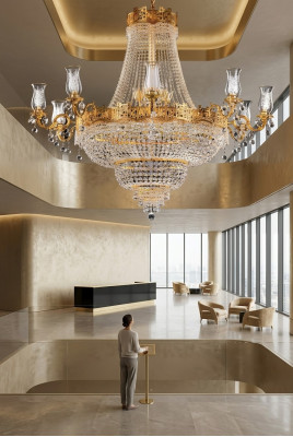 Lustre de plafond de luxe, lustre, lampe de plafond, lustre en cristal doré