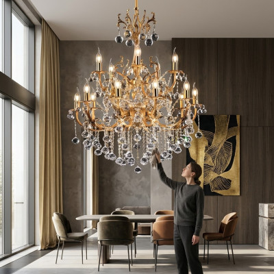 Plafonnier Lustre de luxe Plafonnier Lustré Or Cristal 75x125
