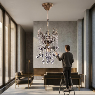 Lustre de plafond Lustre de luxe Lustre Plafonnier Or Cristal