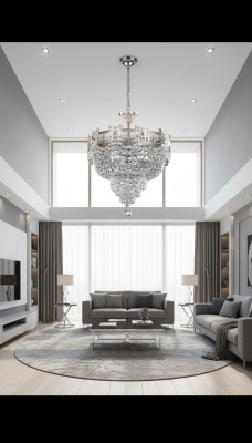 Lustre de plafond Lustre de luxe Lampe de plafond Lustra Lustre en cristal argenté