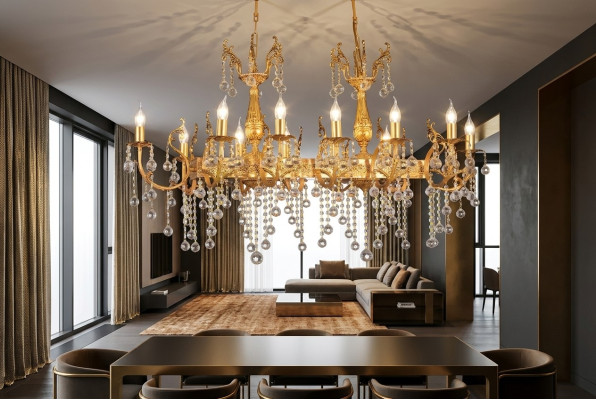 Lustre de plafond Lustre de luxe Lustre de plafond Lustre en or Lampe en cristal