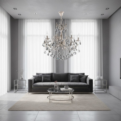 Lustre de plafond de luxe Lustre en argent Lustre en cristal Lampe de plafond