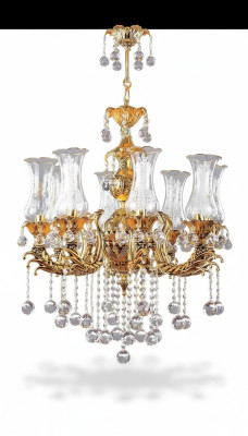 Lustre de luxe Lumière de plafond Lustre en or Lampe de plafond en cristal Art