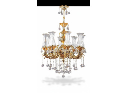 Lustre de luxe Lumière de plafond Lustre en or Lampe de plafond en cristal Art