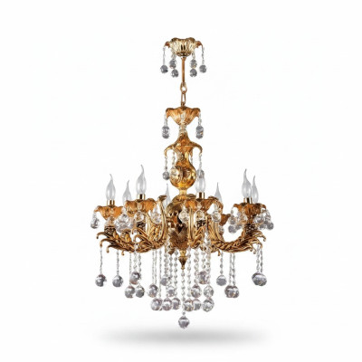Lustre de plafond de luxe, lustre de plafond doré en cristal