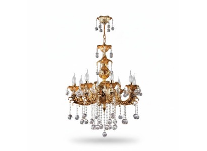 Lustre de plafond de luxe, lustre de plafond doré en cristal