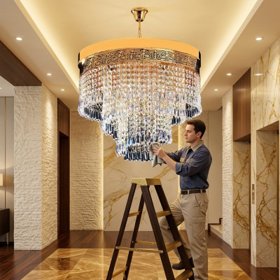 Lustre de plafond de luxe en or Lustre Lampe de plafond Lustre en cristal Art