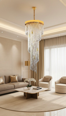 Lustre plafonnier de luxe en or lustre lustre en cristal d'art