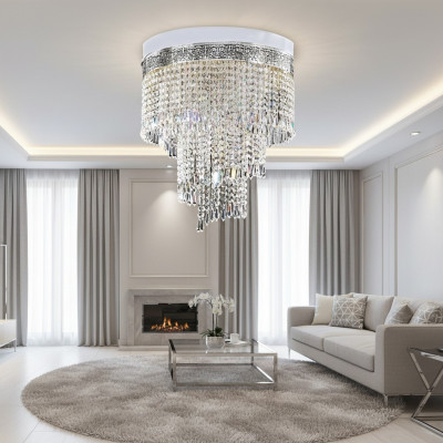Lustre Plafonnier Plafond en argent Lustre Lampe de plafond Cristal 40x70 Lampe