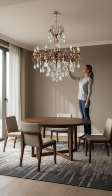 Lustre de plafond Luxe Lustre doré Lampe de plafond Lustre Lampe en cristal