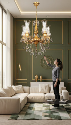Plafonnier de luxe en or Lustre Lustre Luminaire Lustre en cristal Art