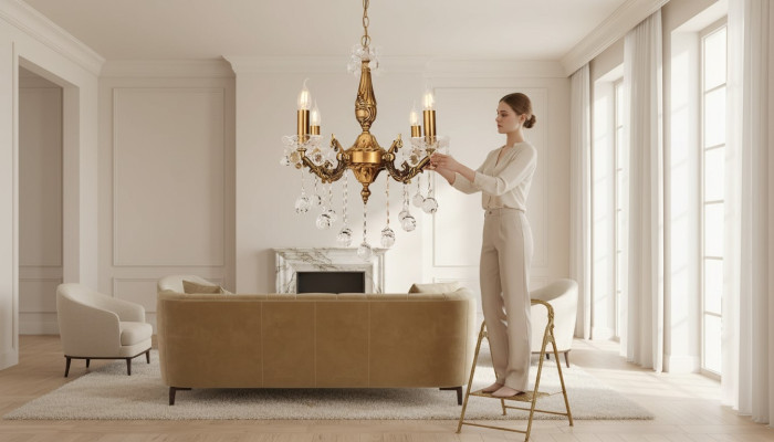 Lustre plafond lustre de plafond en or de luxe lustre en cristal d'art