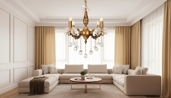 Lustre plafond lustre de plafond en or de luxe lustre en cristal d'art