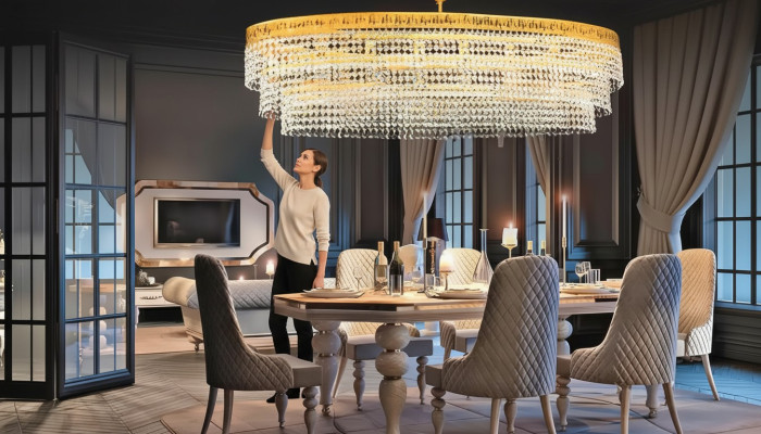 Lustre de luxe plafonnier doré Lustre Lustre lampadaire en cristal Art
