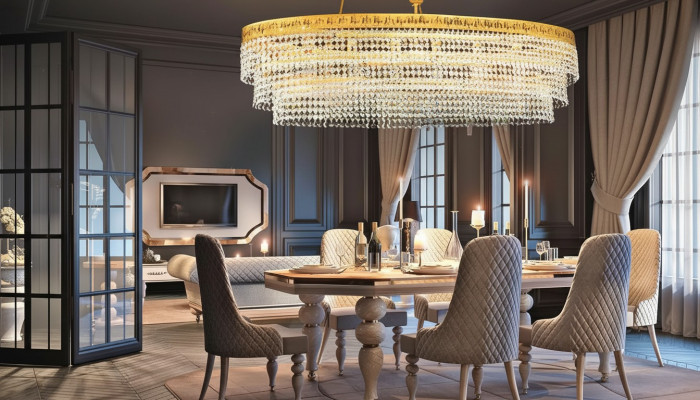 Lustre de luxe plafonnier doré Lustre Lustre lampadaire en cristal Art