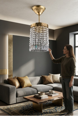 Chandelier Lampe Suspension Lustre Or Plafonnier Lustre Cristal Art