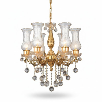 Plafonnier Lustre Lustre en Cristal Or