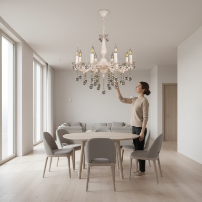 Lustre Lustre Lustre Beige Lampe de plafond Lampe en cristal